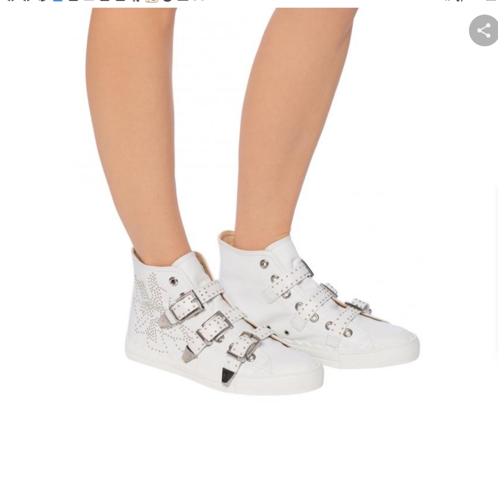 Chloe White Buckle High-Top Sneakers
